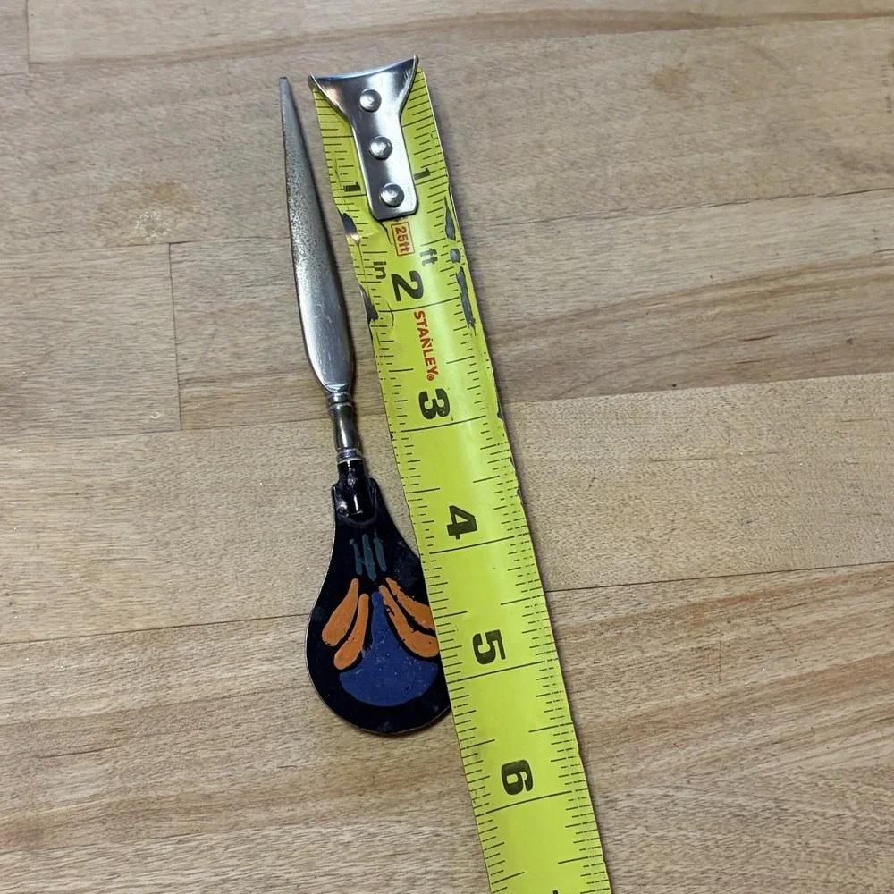 Haddad Jezzine Painted Orange Blue Black Letter Opener 5.5 Inches